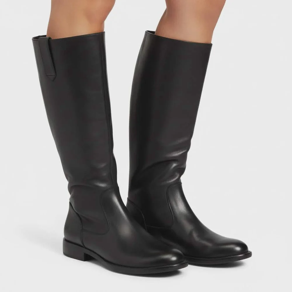 Born Shaunie Tall Wide Shaft Genuine Leather Boots in Black Women’s Size 6
